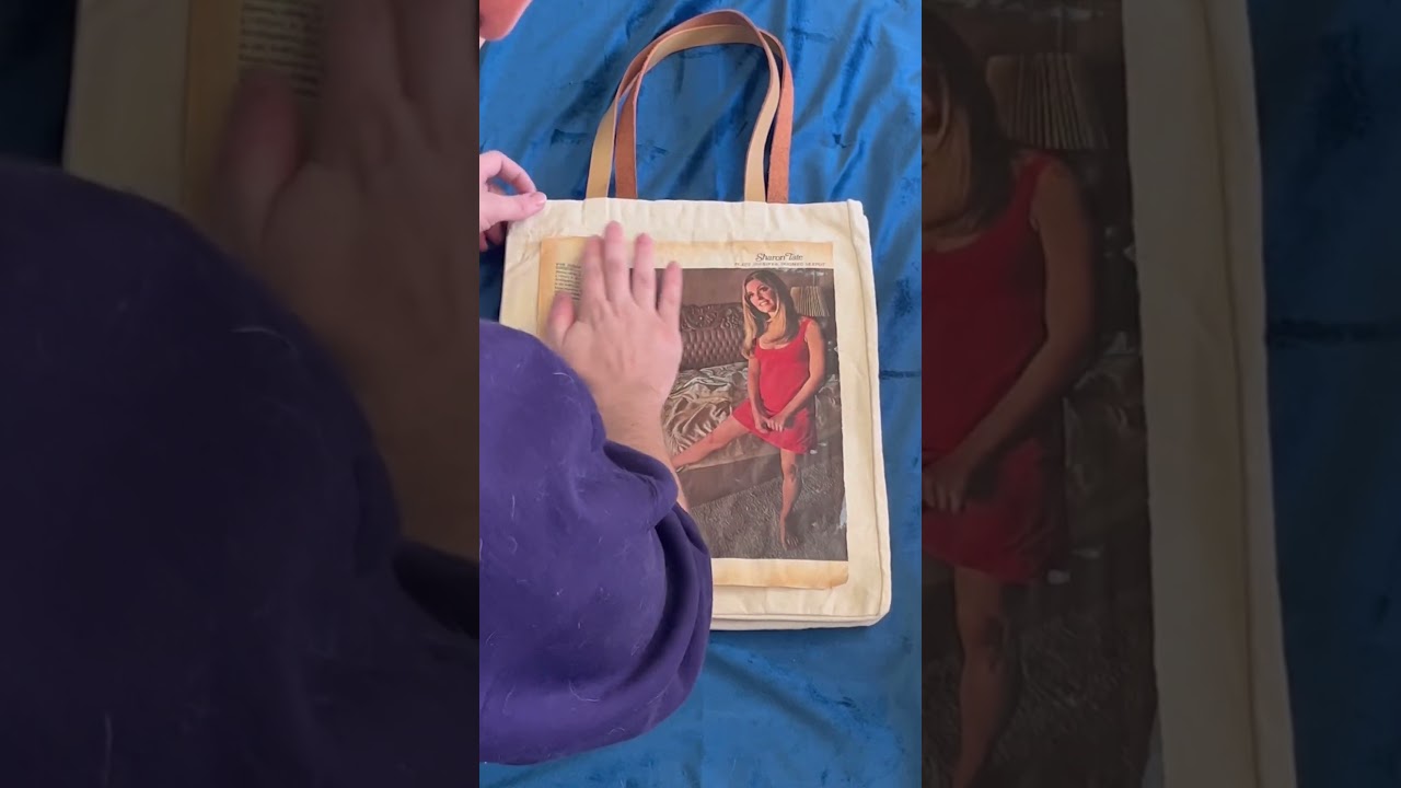 Transferring a magazine image to a blank tote bag with modge podge!