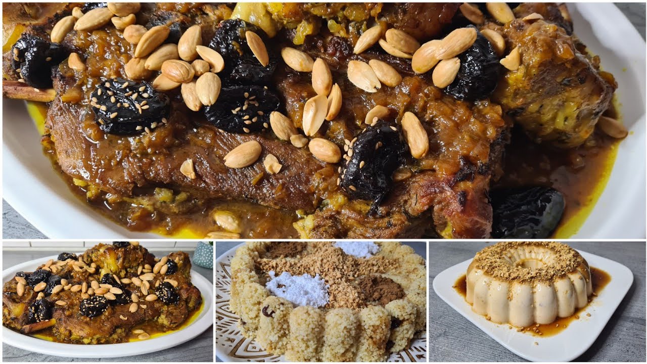 عراضة مغربية من الألف إلى الياء/  اللحم بالبرقوق/ سفة باللوز والقرفة / تحلية بحجم عائلي