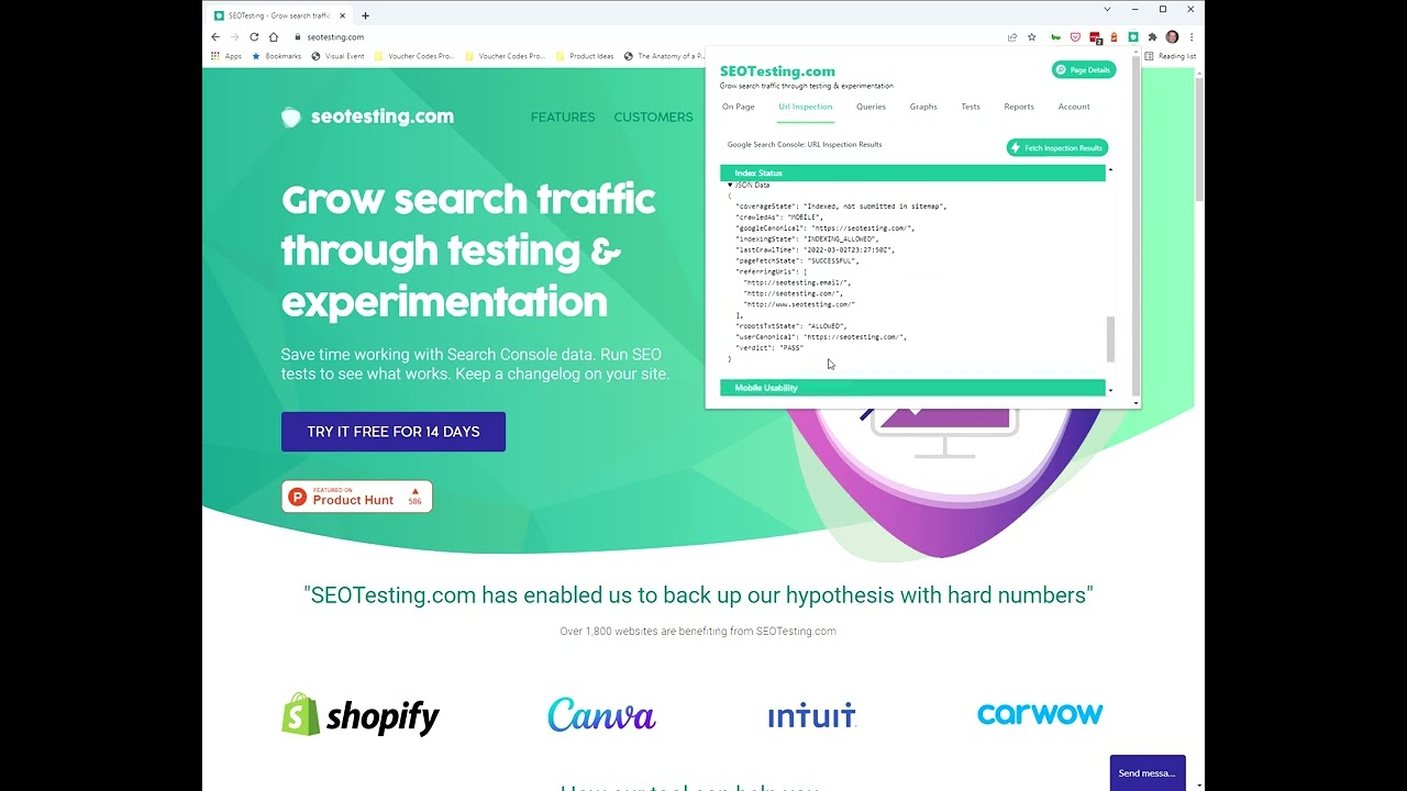 URL Inspection data in Google Chrome Extension