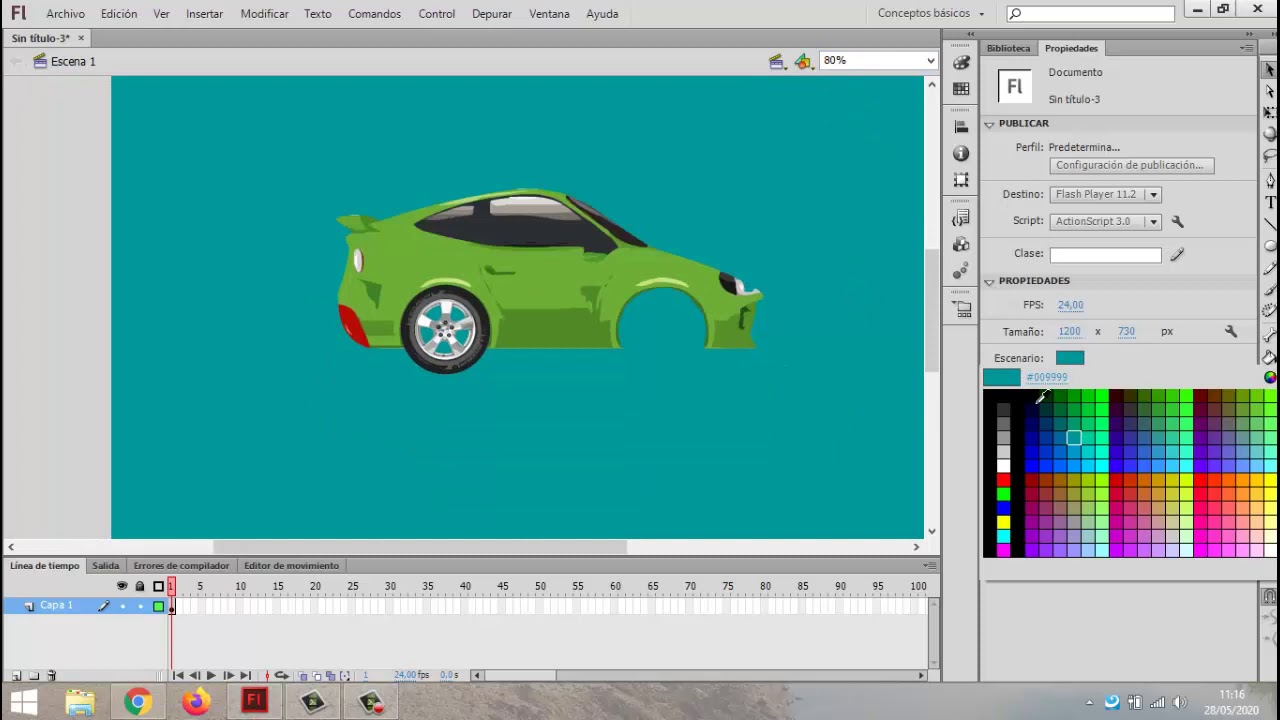 Tutorial paso  a paso  como animar carro - Flash Cs6