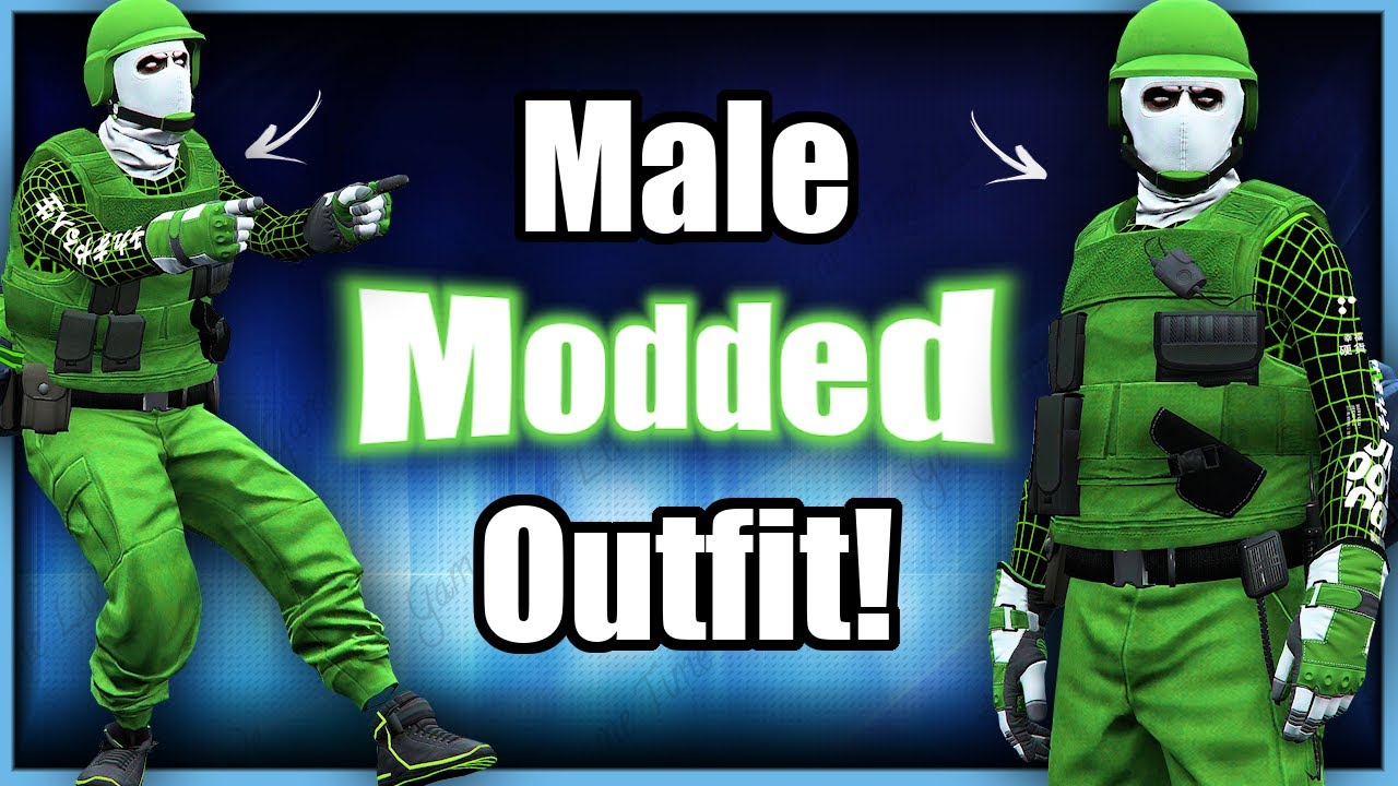 GTA5 I Green Wireframe MODDED Outfit Tutorial! (NO LOSING OUTFITS) With Samurai Logos!