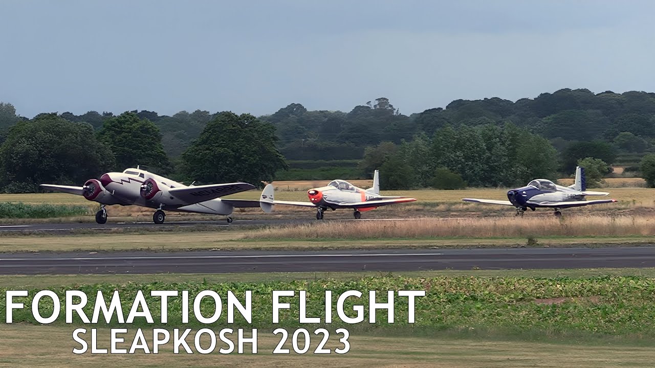 Lockheed 12A Electra and Pilatus P-3 formation - SleapKosh 2023