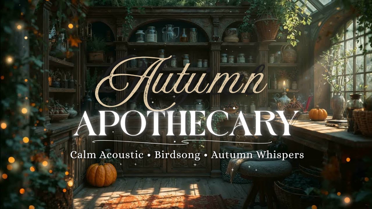 Cozy Autumn Apothecary Ambience &ndash; Acoustic Piano, Candles & Birds | Relax, Study, Read