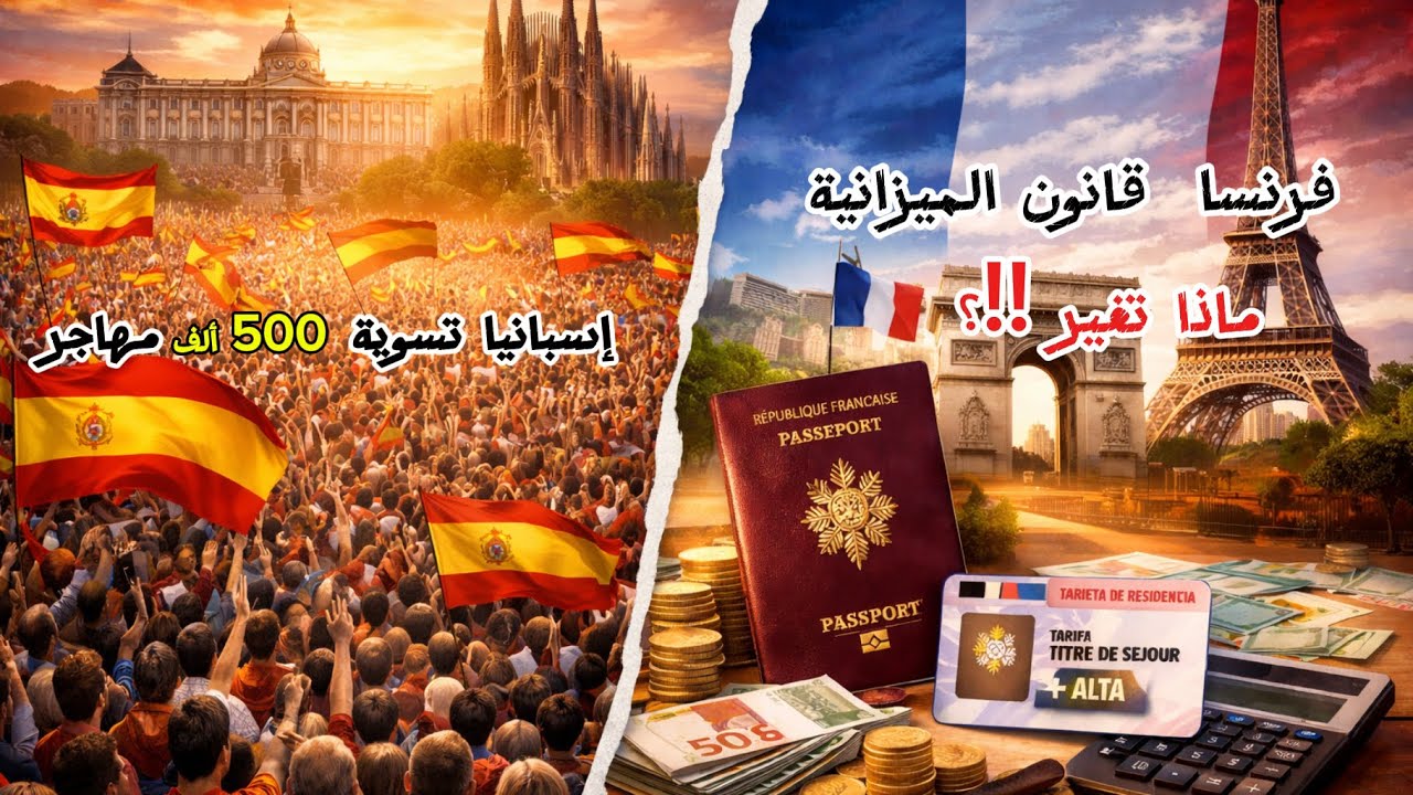 إسبانيا 🇪🇸 تستعد لتسوية 500 ألف مهاجر ، فرنسا تمرير قانون الميزانية و تغييرات تمس المهاجرين.