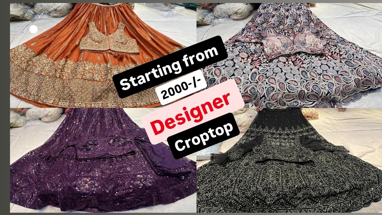 Designer crop top at budget friendly #chickpet #bangalore #wholesale #croptop #lehenga