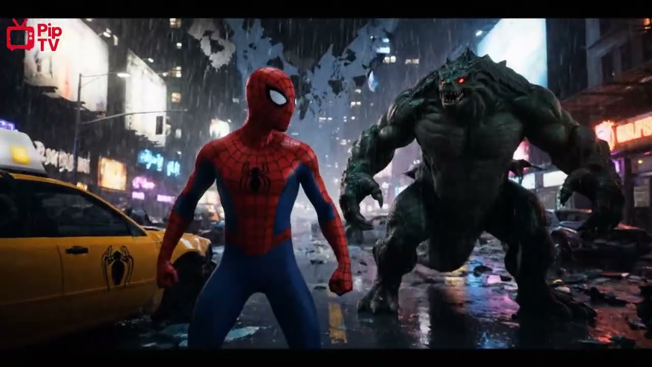 Spider-Man vs Lizard Epic Battle | 3D Animation Fight Scene in Rainy New York (Spider-Verse Style)