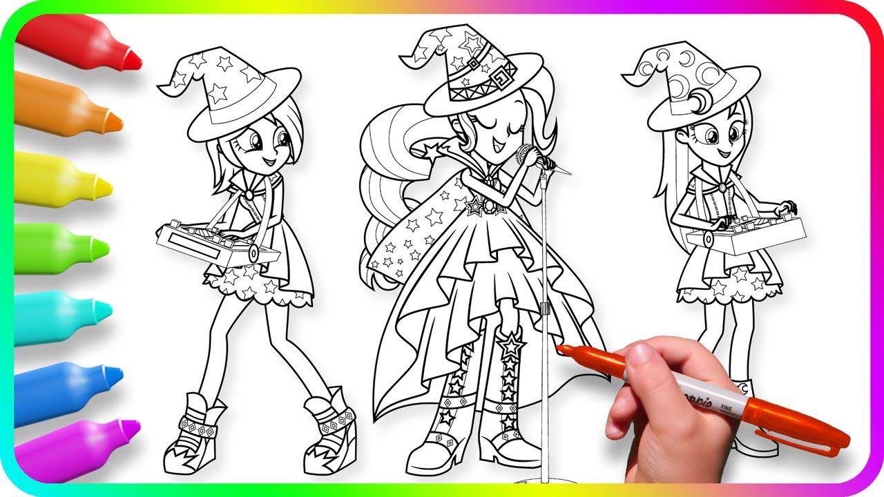 Coloring Pages EQUESTRIA GIRLS - Trixie and the Illusions. How to draw My Little Pony. Coloring MLP
