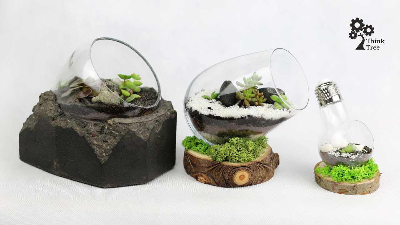 How to make a Terrarium in three ways - DIY / Jak zrobić Ogród w Słoiku na trzy sposoby / Think Tree