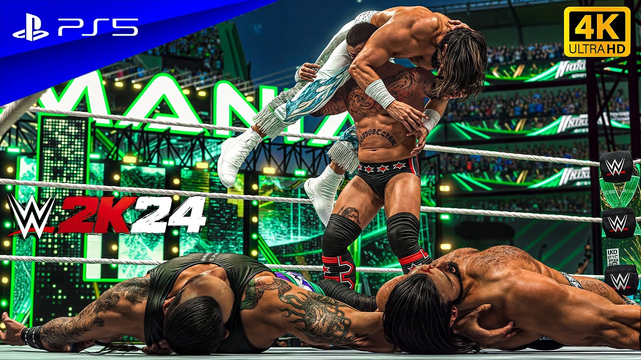 WWE 2K24 - CM Punk vs Seth Rollins vs Drew McIntyre vs Damian Priest | Fatal 4 Way | PS5™ [4K60]