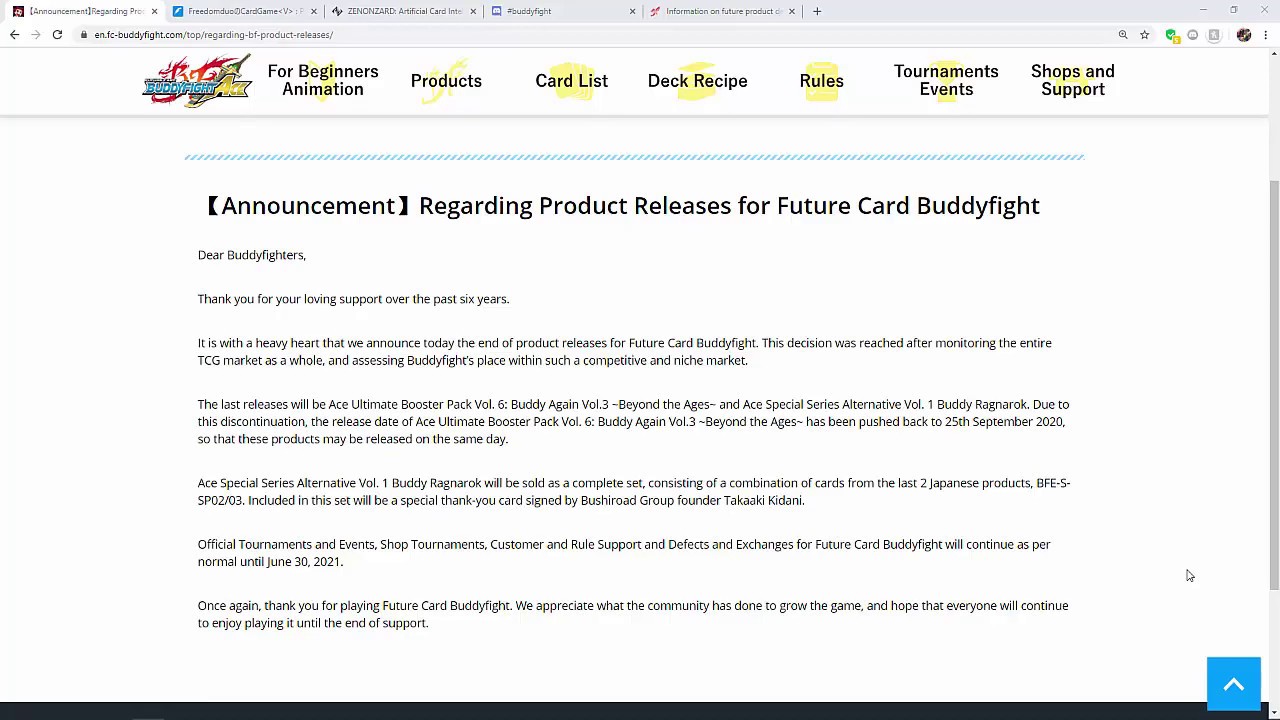 Buddyfight's Product Development End