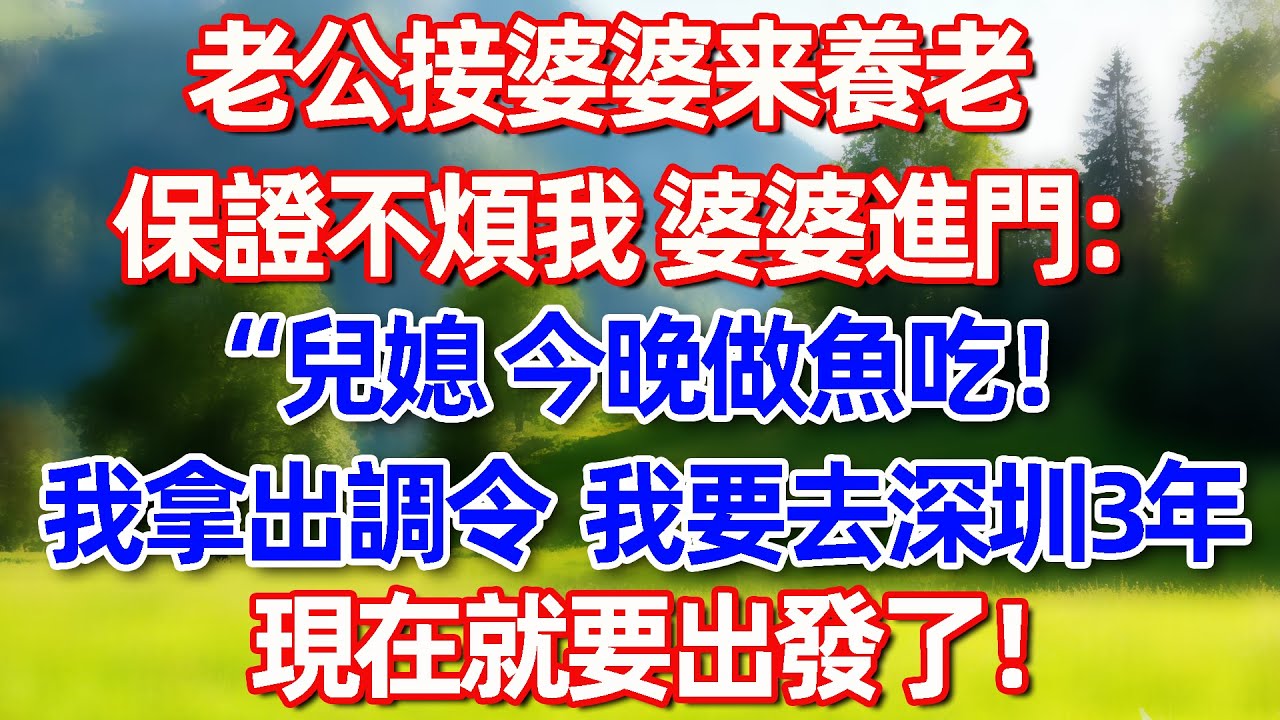 老公接婆婆来養老 保證不煩我 婆婆進門:“鬼媳今晚做魚吃!我拿出調令 我要去深圳3年現在就要出發了!#故事 #情感 #情感故事 #晚年幸福 #生活經驗
