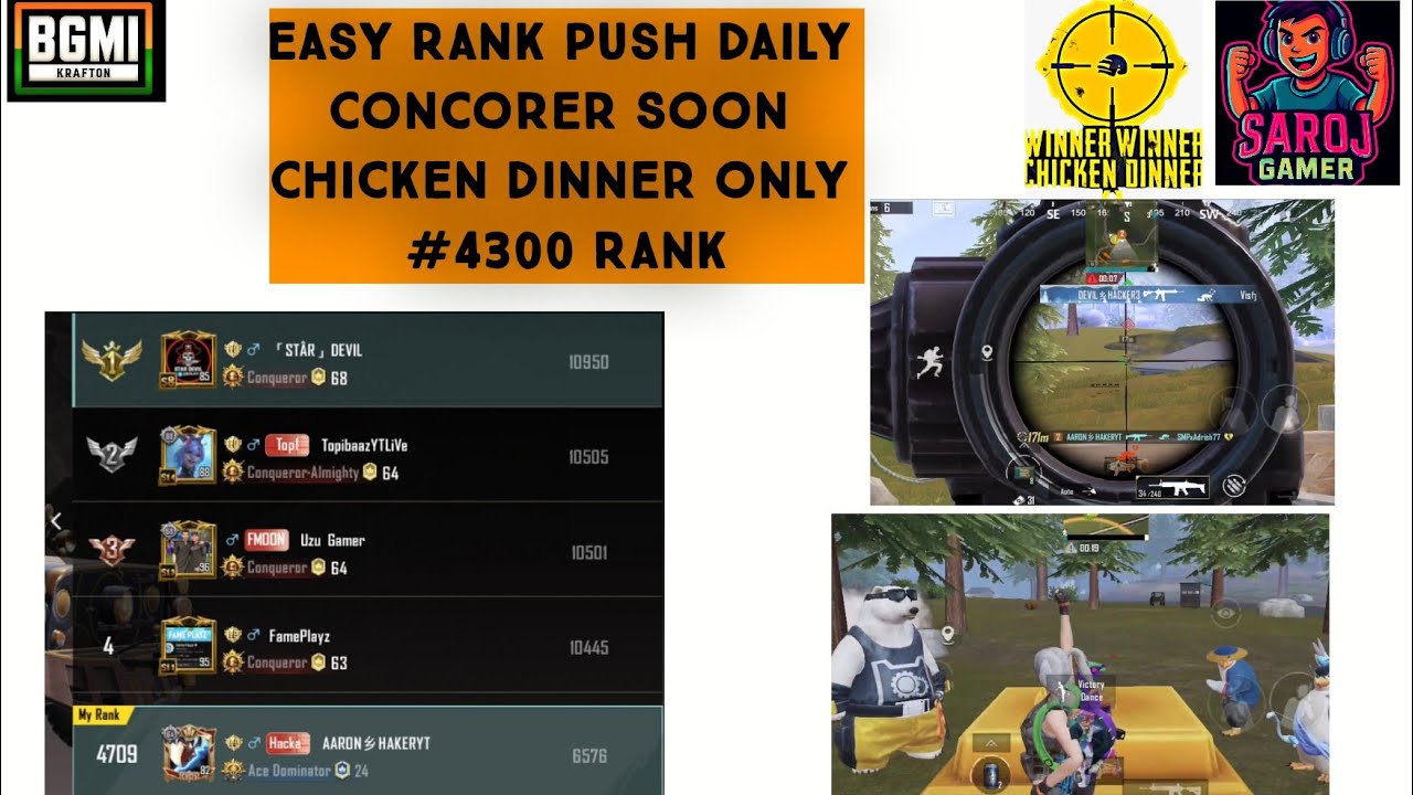 High Kills Chicken Dinner Highlights. 1v4 Clutch and Tips for rank push BGMI 