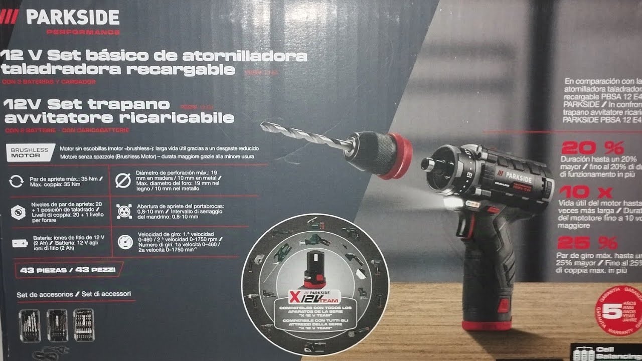 Lidl offerte PARKSIDE Performance 12v 2Ah Set trapano AVVITATORE ricaricabile #Lidl 🔝49Euro