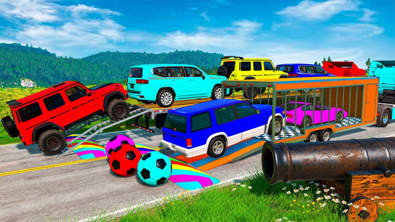 Flatbed Truck McQueen | Transportation with Truck - Pothole vs Car | BeamNG.Drive Gameplay