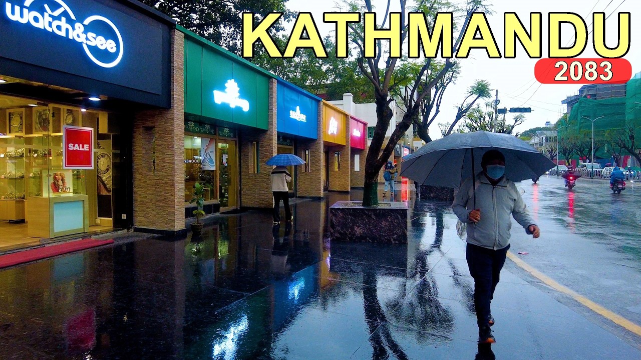 🇳🇵Nepal's Most Expensive Shopping Street in Kathmandu, Durbar Marg ☔️ 4K Nepal Spring Rain Walk 2026