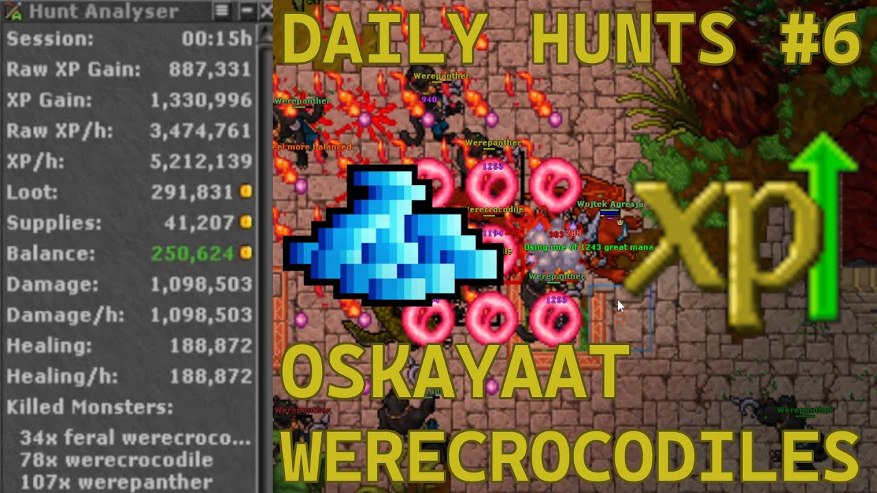 Tibia | Monk 430 | Oskayaat Werecrocodiles | Daily Hunt #6