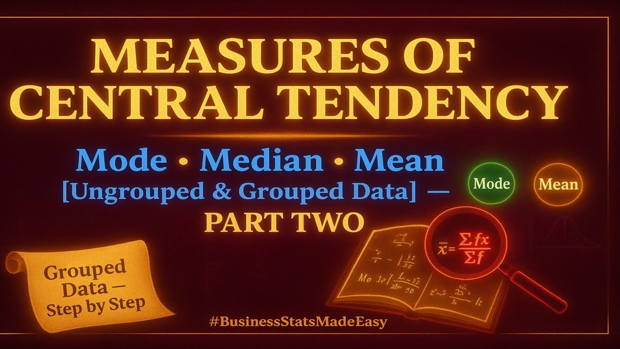 Measures of Central Tendency: Mode, Median and Mean[Ungruoped and Grouped Data], PART TWO