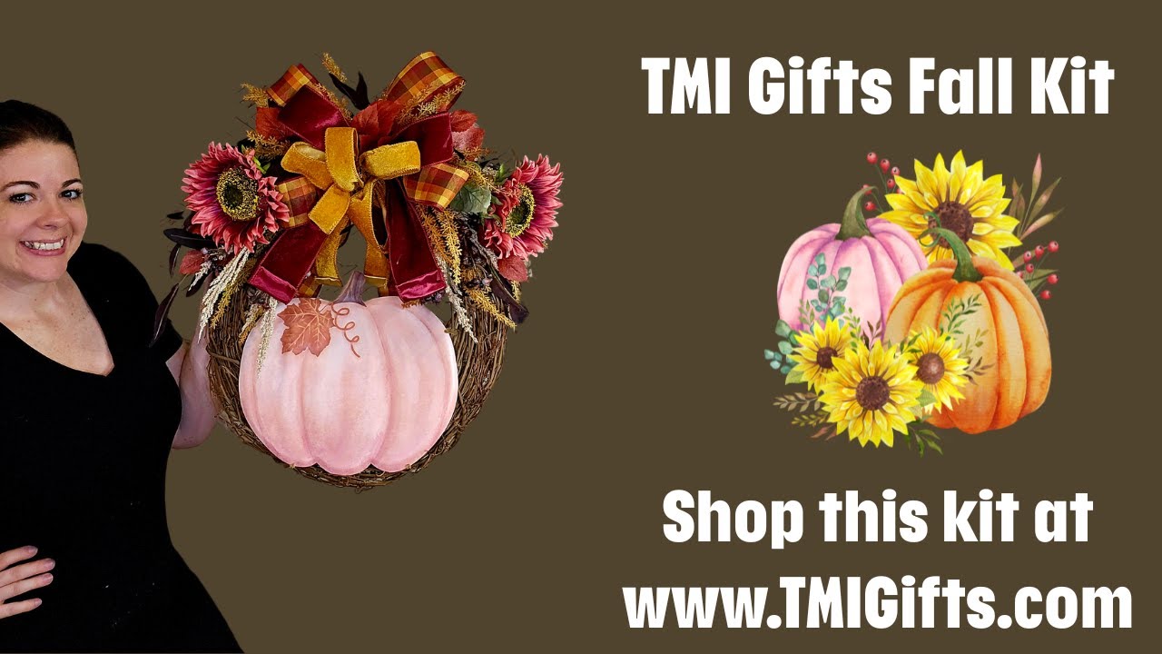 How to make a grapevine wreath using floral and a pumpkin sign TMI Gifts fall kit collab