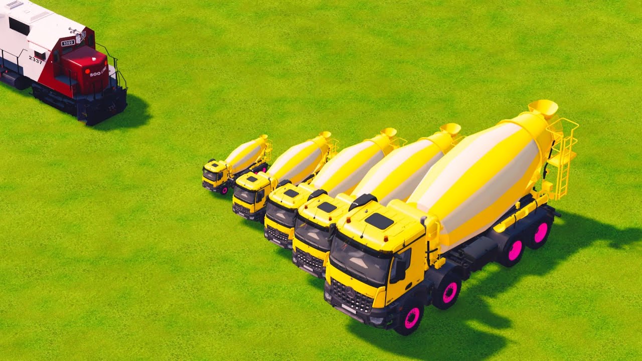 TRAIN VS. CEMENT MIXERS CAN THEY REACH THE GARAGE (FS22 GAMEPLAY)