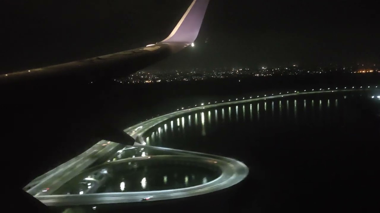🌃✈️ Night Landing at DPS Airport: A Mesmerizing Aerial View
