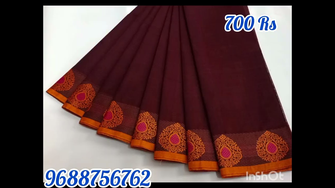 MEENA BORDER SAREES Pure COTTON SAREES Without blouse 5.50 mtrs 700 Rs Ship extra