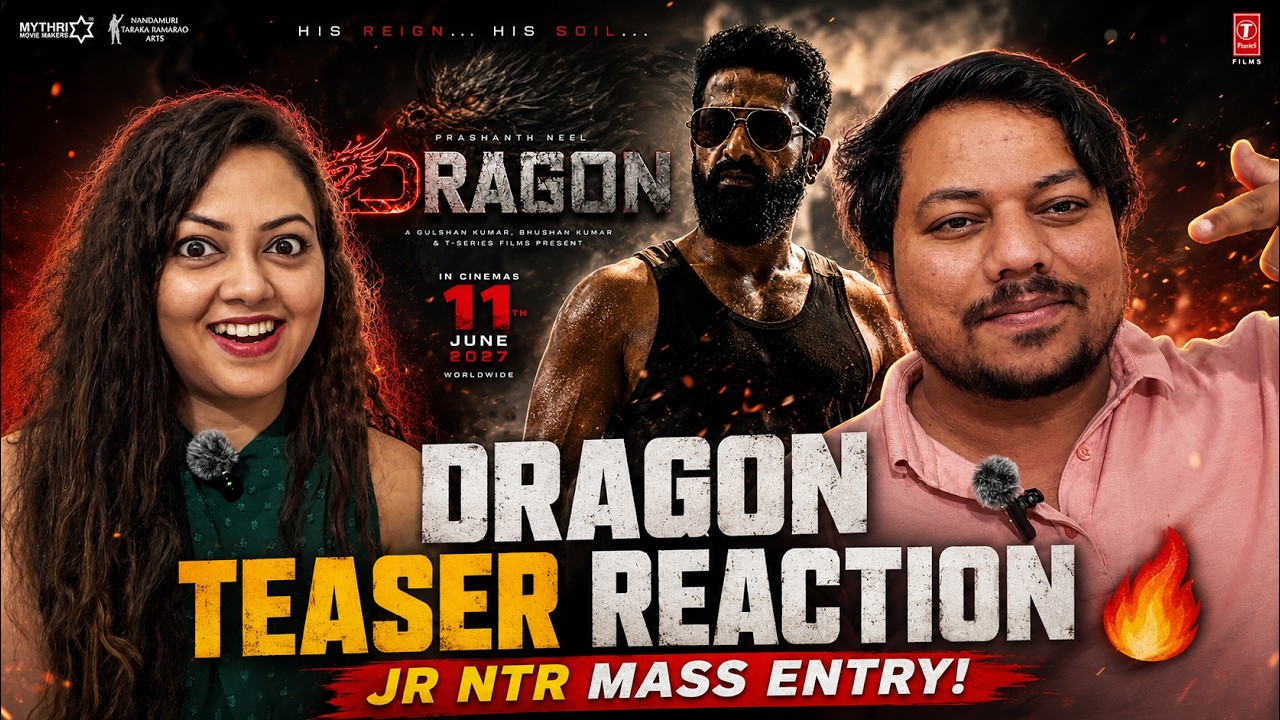 DRAGON Teaser Reaction JR NTR Darkest Avatar 🤯| Rey & Shweta 🔥 #dragonteaser #jrntr #reaction