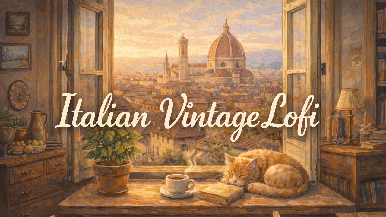 Cozy Italian Vintage Lofi ☕ Florence Window View | Study, Relax & Coffee Music