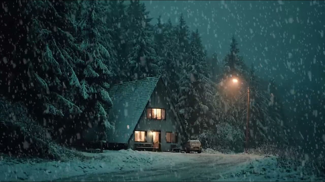 Lonely Cold Winter Night Snowstorm | Soft Wind and Snow Ambience for Peaceful Sleeping Hours