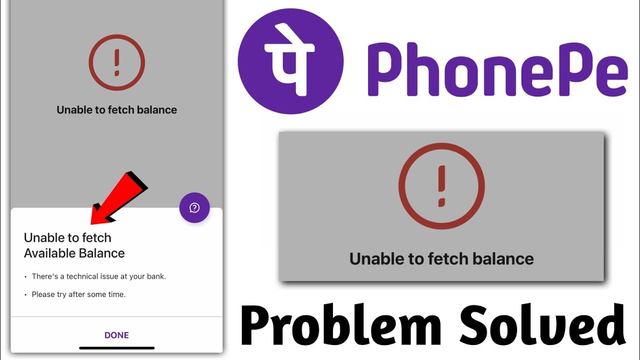 Unable to Fetch Available Balance - How to Solve Unable to Fetch Available Balance Phonepe