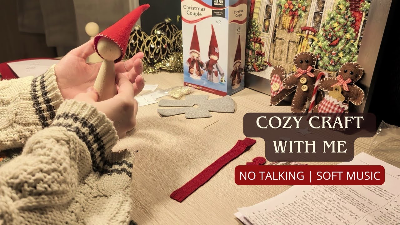cozy craft with me | relaxing diy holiday handcrafting & calm piano music (no talking)