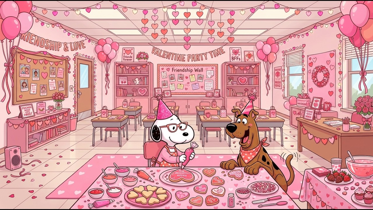 Snoopy Decorating Valentine Cake 💓🍫 Jazz Classroom Music For Learning, Focus, Study