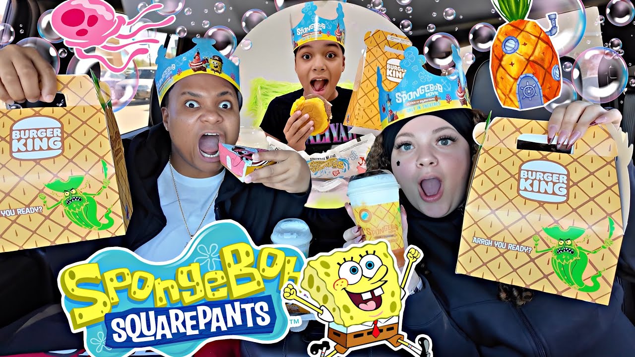 WE TRIED BURGER KINGS NEW SPONGEBOB MEAL VLOGMAS DAY 10 🎄