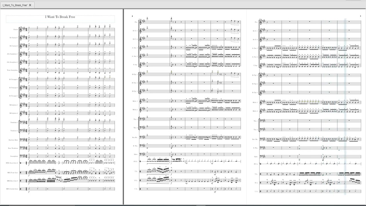 I Want To Break Free - For Full Marching Band