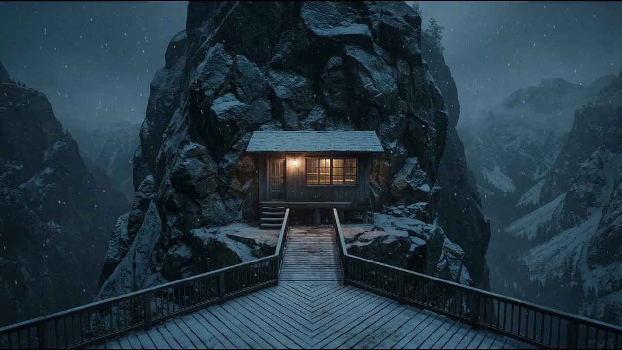 3 Hours of Relaxing Snowstorm Ambiance at a Remote Cabin | Blizzard Sounds for Focused Study