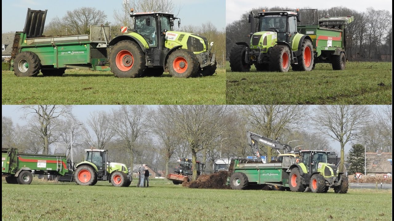Loonbedrijf Unicom Oost strooit vaste mest met 2x Claas, Samson en Bergmann