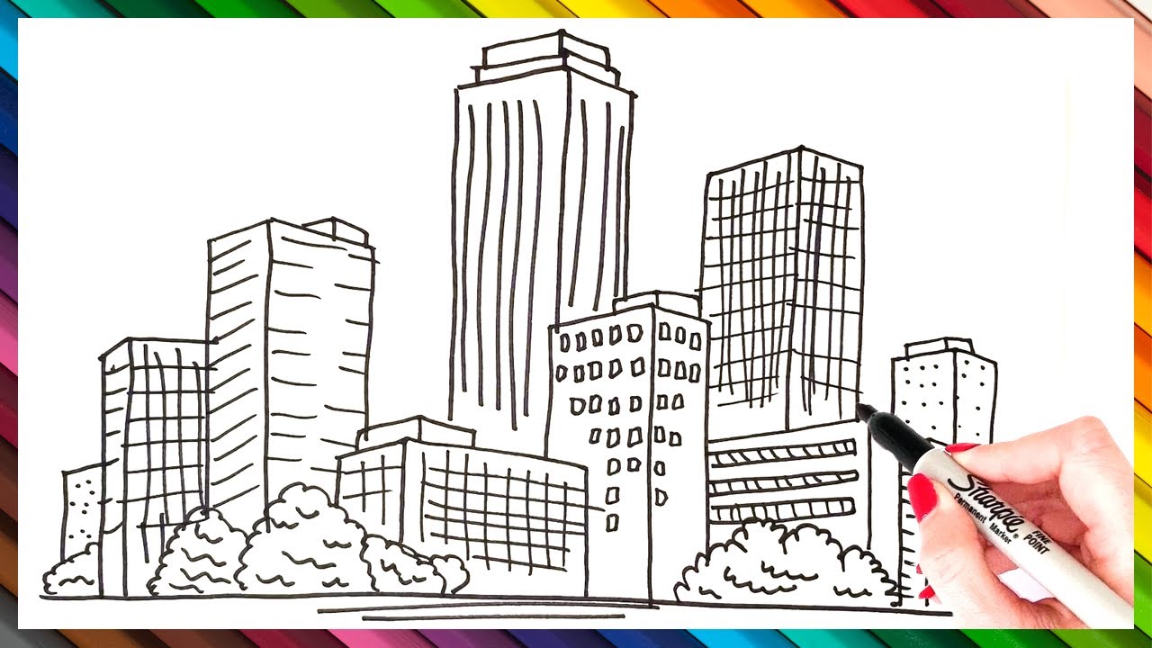 How To Draw A City Step By Step | City Drawing EASY