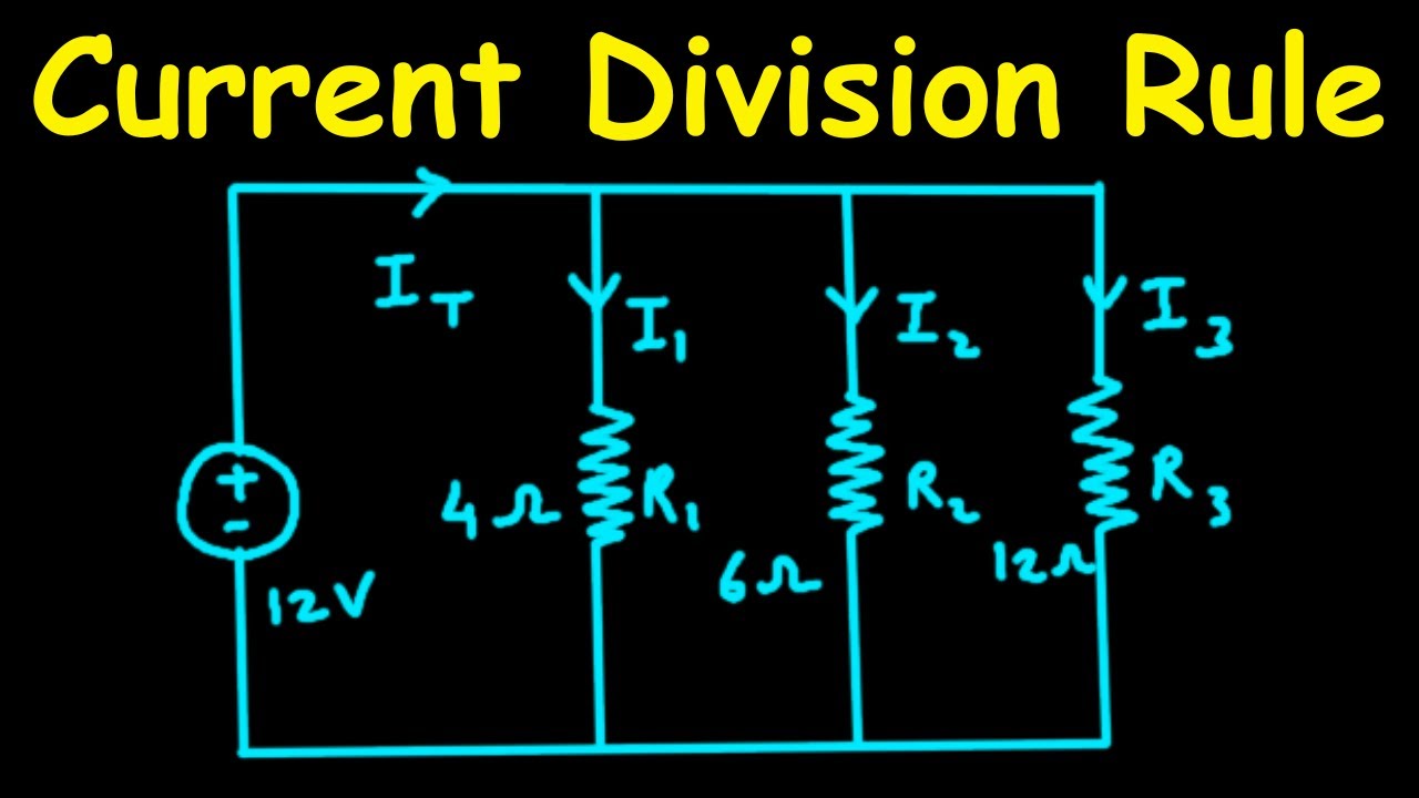 Current Division Rule Example with 3 Resistors in Parallel