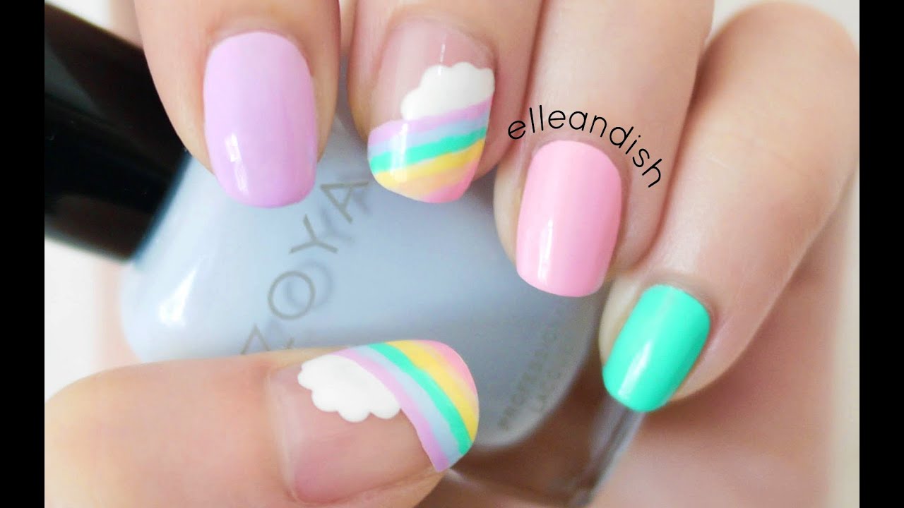 ☁ Easy Cloud Rainbow Nails ☁