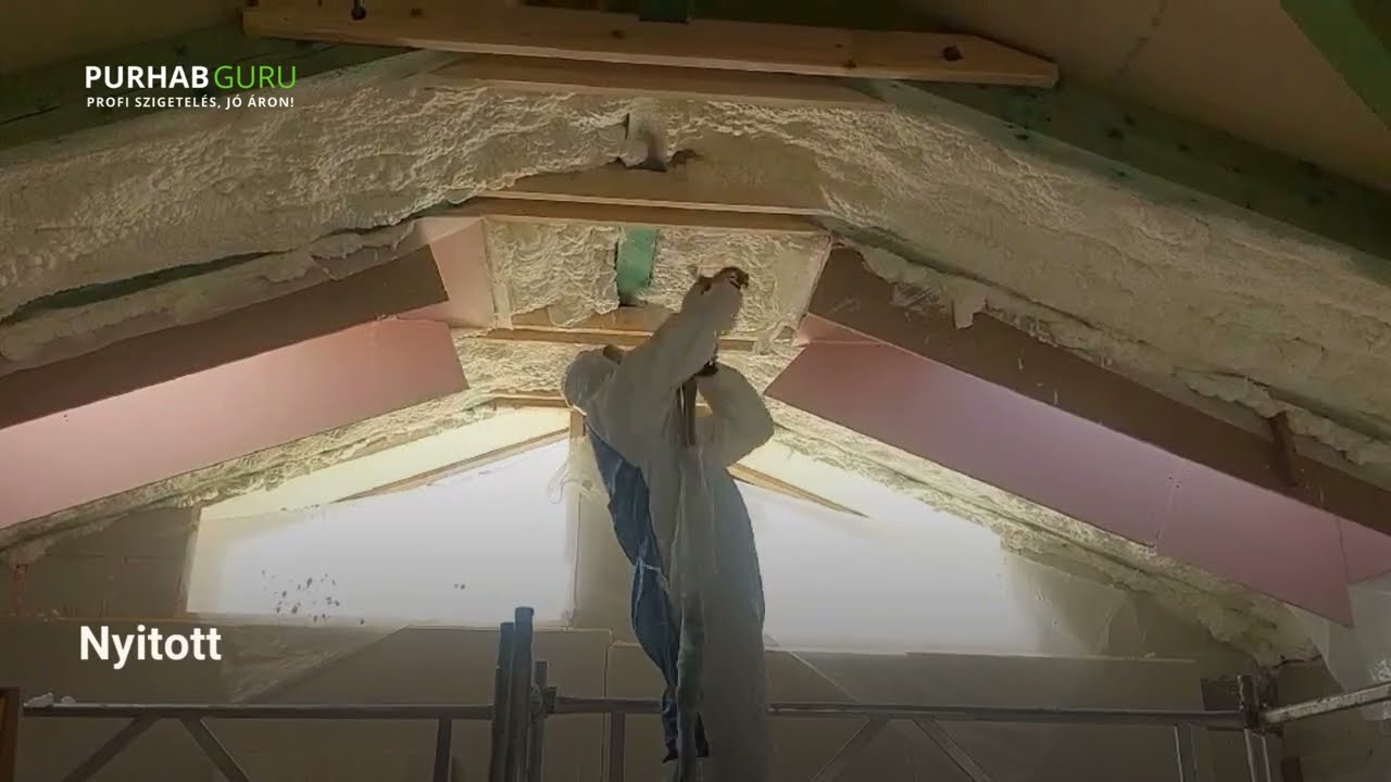 Tetőtér szigetelés nyitott cellás purhabbal