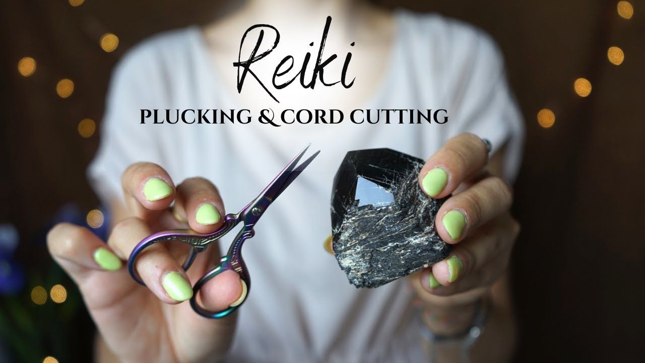 Reiki ASMR ~ Plucking & Cord Cutting | Hand Movements, Florida Water, Crystals,Scissors (No Talking)
