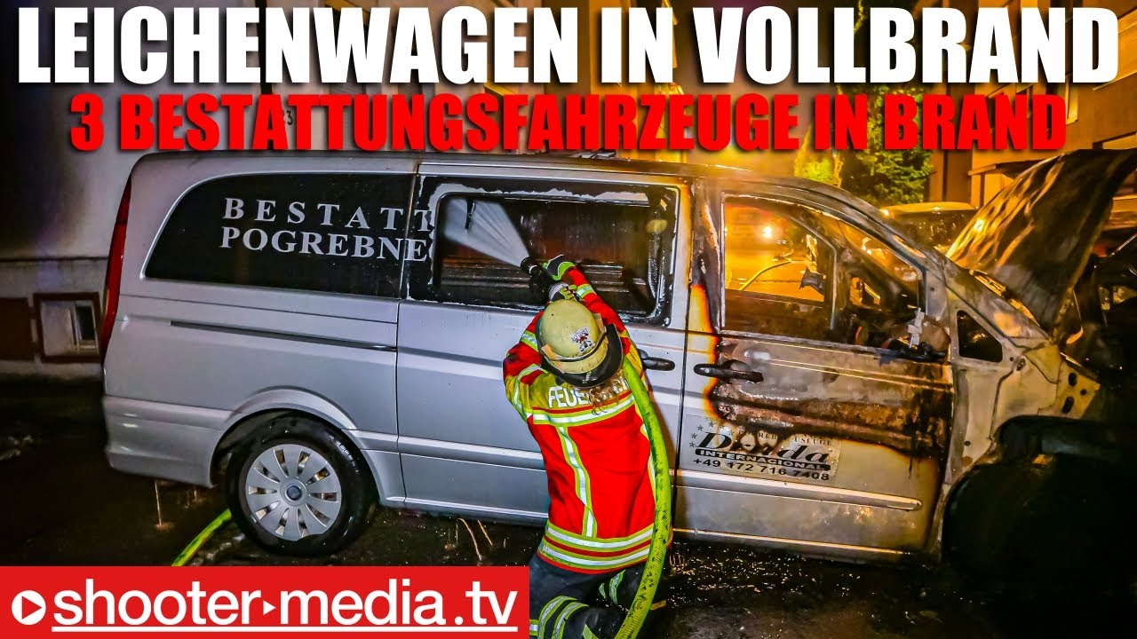 🔥🔥 Leichenwagen mit Sarg in Vollbrand 🔥🔥 Feuer ruiniert 3 Bestattungsfahrzeuge  🚒 Feuerwehreinsatz