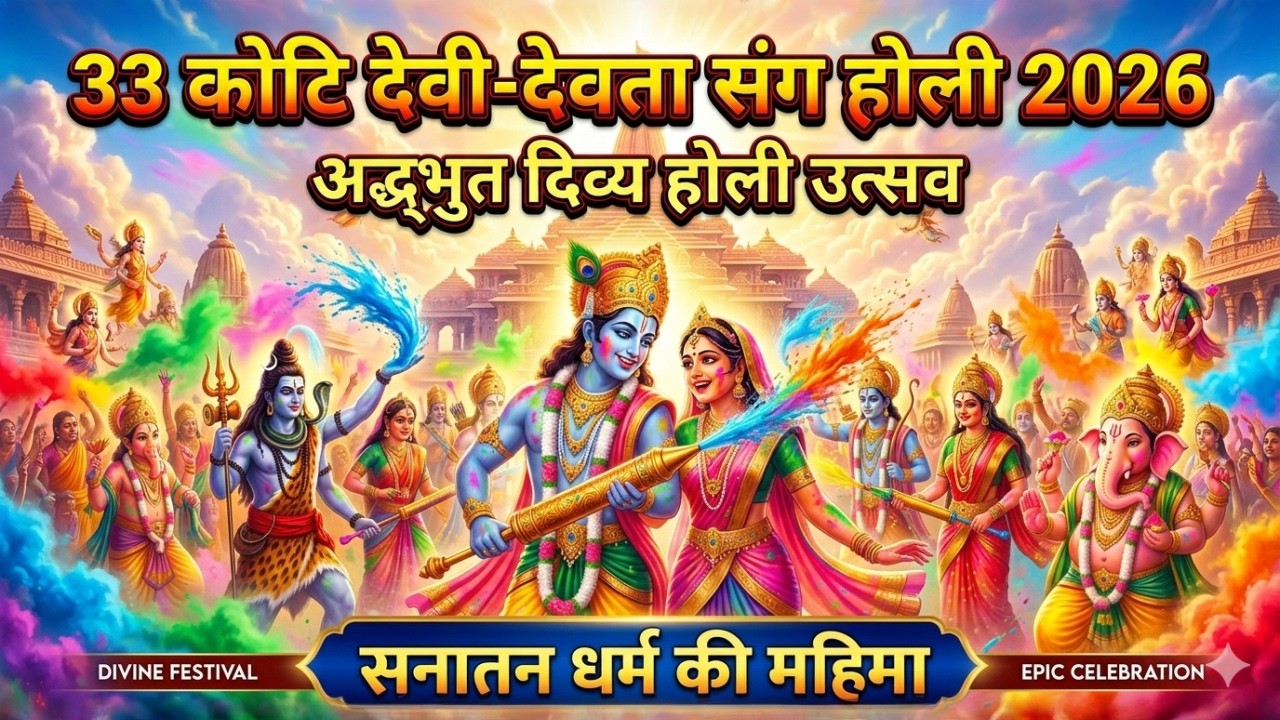 33 कोटि देवी-देवता संग होली 2026 | अद्भुत दिव्य होली उत्सव | सनातन धर्म की महिमा#bhakti #bhajan