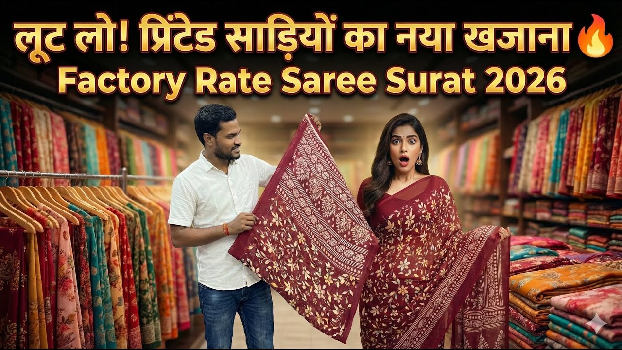 लूट लो! प्रिंटेड साड़ियों का नया खजाना 🔥 | Factory Rate Saree Surat 2026 #saree #suratwholesale