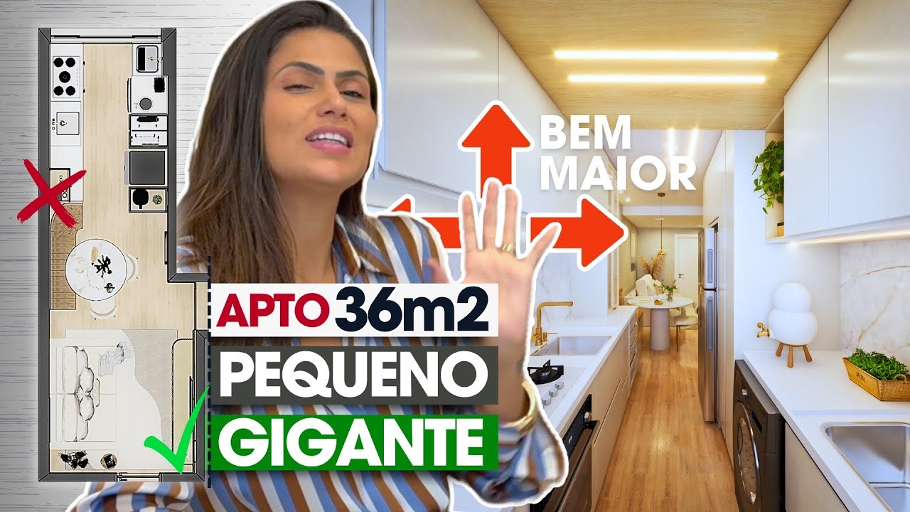 PARTE 1 . Tour Apartamento 36m²: Soluções Inteligentes para Aproveitamento de Espaço • Larissa Reis