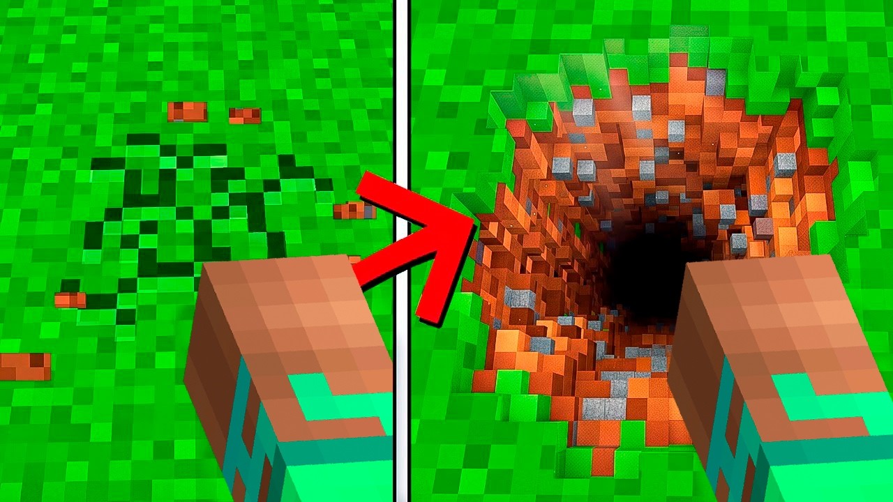 CAVÉ hasta el OTRO LADO DEL MUNDO en MINECRAFT!