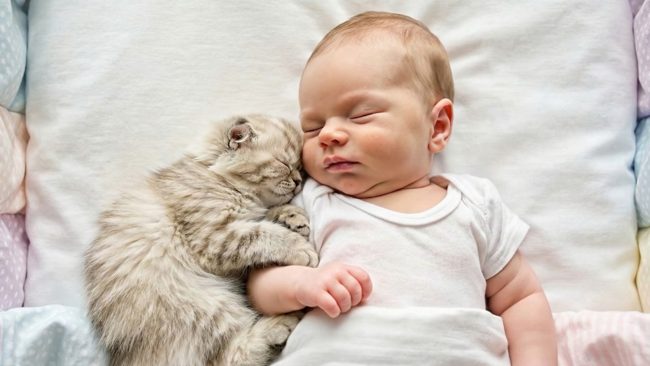 Baby Sleeping With Kitten | Calm & Peaceful Sleep