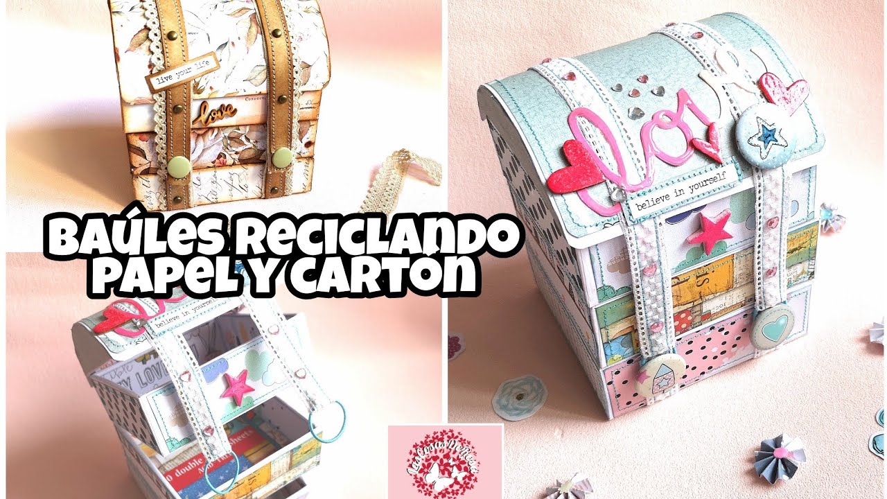 baules reciclando cartón y papel. Ideas regalo o snail-mail
