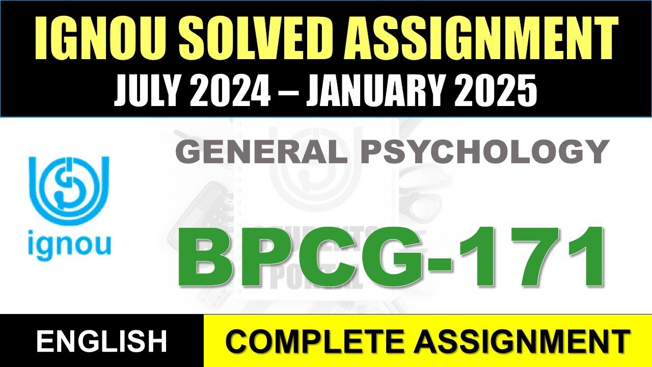 BPCG 171 Solved Assignment 2024-25 || bpcg-171 solved assignment in English || July 2024 to Jan 2025