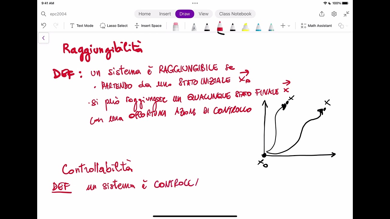 Raggiungibilit&agrave;, controllabilit&agrave;, e osservabilit&agrave; di un sistema LTI - Lezione - EPC 2024