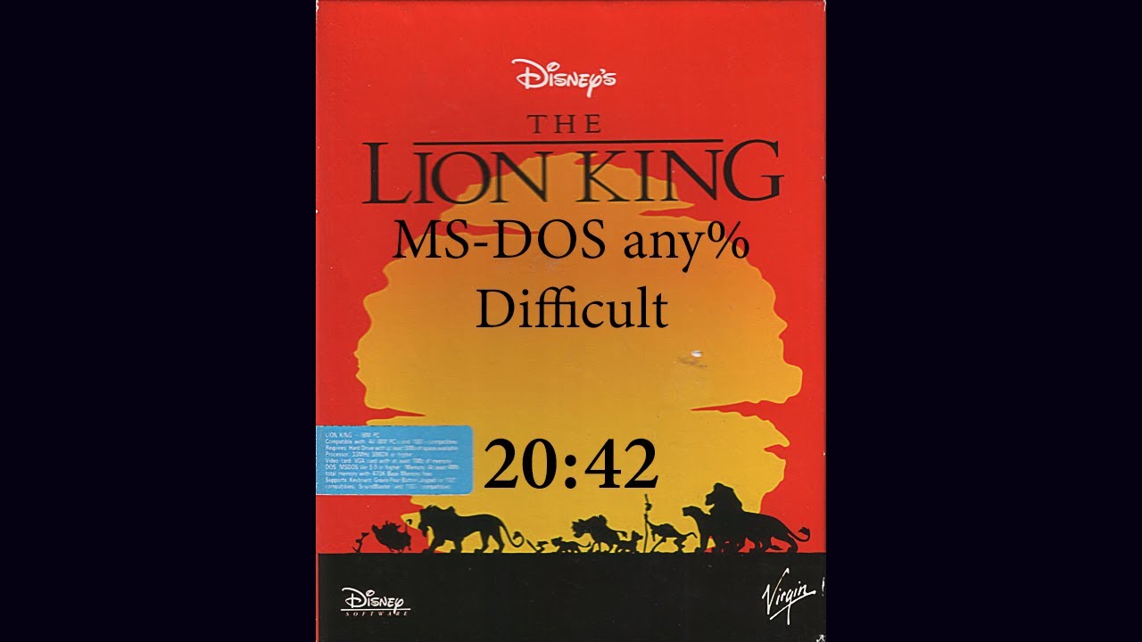 The Lion King (MS-DOS) any% Difficult 20:42